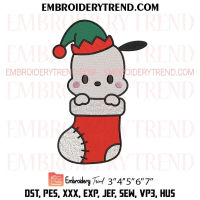 Pochacco with Christmas Gift Embroidery Design, Pochacco Santa Holiday Machine Embroidery Digitized Pes Files