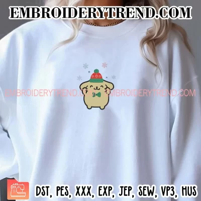 Pompompurin Christmas Embroidery Design, Cute Pompompurin Sanrio Machine Embroidery Digitized Pes Files