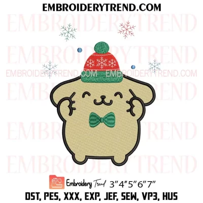 Pompompurin Christmas Embroidery Design, Cute Pompompurin Sanrio Machine Embroidery Digitized Pes Files