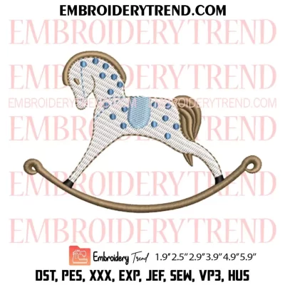 Rocking Horse Embroidery Design, Toy Horse Machine Embroidery Digitized Pes Files