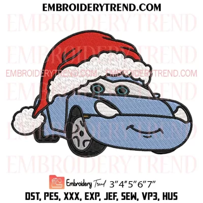 Sally Cars Christmas Embroidery Design, Santa Pixar Cars Xmas Machine Embroidery Digitized Pes Files