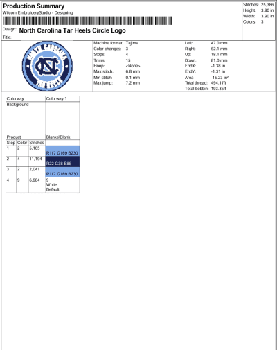 North Carolina Tar Heels Circle Logo Embroidery Design, NBA Team Machine Embroidery Digitized Pes Files