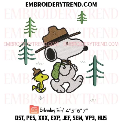 Snoopy and Woodstock Hiking Embroidery Design, Peanuts Snoopy Machine Embroidery Digitized Pes Files