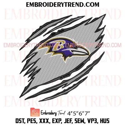 Baltimore Ravens Claws Embroidery Design, NFL Sport Machine Embroidery Digitized Pes Files