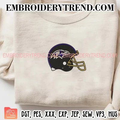 Baltimore Ravens Helmet Embroidery Design, Football NFL Machine Embroidery Digitized Pes Files