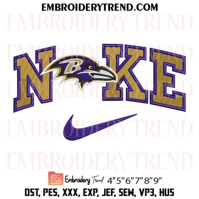 Baltimore Ravens X Nike Embroidery Design, NFL Patriots Logo Machine Embroidery Digitized Pes Files