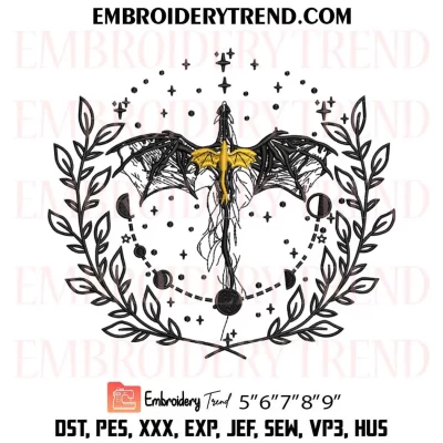 Basgiath Embroidery Design, Fourth Wing Dragon Machine Embroidery Digitized Pes Files