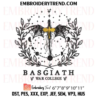 Basgiath War College Embroidery Design, Fourth Wing Machine Embroidery Digitized Pes Files