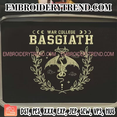 Basgiath War College Fourth Wing Embroidery Design, Gift for Book Lover Machine Embroidery Digitized Pes Files