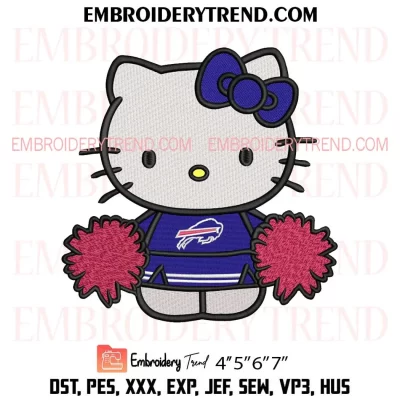 Buffalo Bills Hello Kitty Cheerleader Embroidery Design, American Football Fan Machine Embroidery Digitized Pes Files