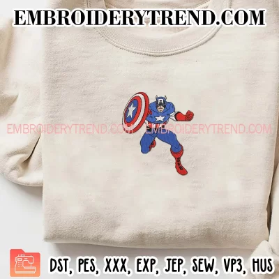 Captain America Embroidery Design, Marvel Cinematic Universe Machine Embroidery Digitized Pes Files