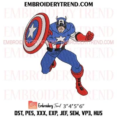 Captain America Embroidery Design, Marvel Cinematic Universe Machine Embroidery Digitized Pes Files