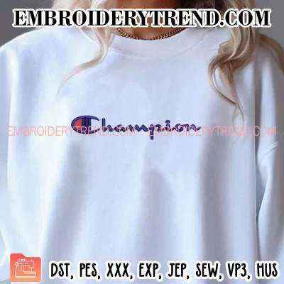 Champion Logo Embroidery Design, Sport Champion Machine Embroidery Digitized Pes Files