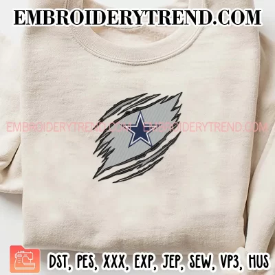 Dallas Cowboys Claws Embroidery Design, NFL Sport Machine Embroidery Digitized Pes Files