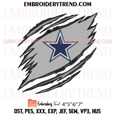 Dallas Cowboys Claws Embroidery Design, NFL Sport Machine Embroidery Digitized Pes Files