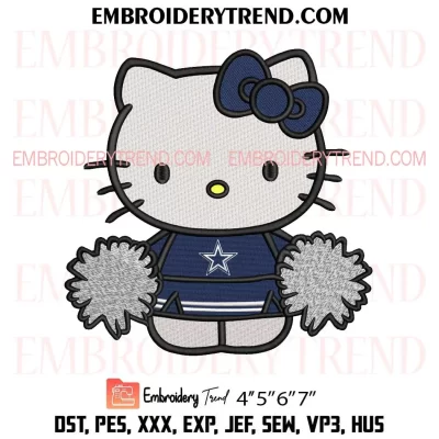 Dallas Cowboys Hello Kitty Cheerleader Embroidery Design, American Football Fan Machine Embroidery Digitized Pes Files