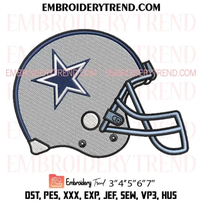 Dallas Cowboys Helmet Embroidery Design, Football NFL Machine Embroidery Digitized Pes Files