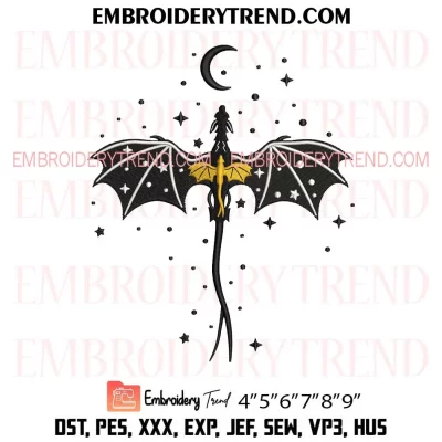 Fourth Wing Embroidery Design, Fourth Wing Book Dragon Machine Embroidery Digitized Pes Files