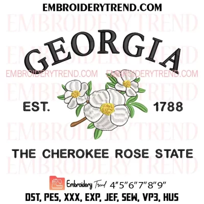 Massachusetts Est 1788 The Mayflower State Embroidery Design, US State Flowers Machine Embroidery Digitized Pes Files