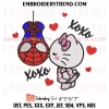 Hello Kitty Kissing Batman Embroidery Design, Xoxo Valentine Gift Machine Embroidery Digitized Pes Files