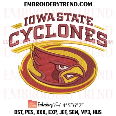 Iowa State Cyclones Football Embroidery Design, NCAA Machine Embroidery Digitized Pes Files