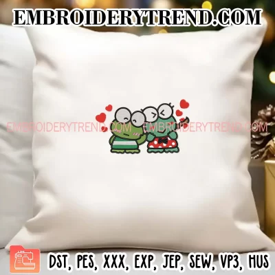 Keroppi and Keroleen Valentine Embroidery Design, Sanrio Valentine’s Day Machine Embroidery Digitized Pes Files