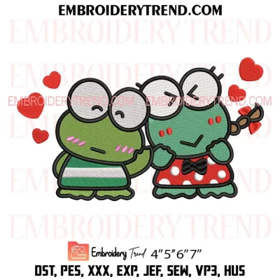 Keroppi and Keroleen Valentine Embroidery Design, Sanrio Valentine’s Day Machine Embroidery Digitized Pes Files