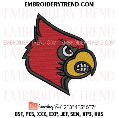 Louisville Cardinals Logo Embroidery Design, NCAA Machine Embroidery Digitized Pes Files