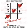 Tic Tac Toe Game Hearts Embroidery Design, Xo Xo Valentine Machine Embroidery Digitized Pes Files