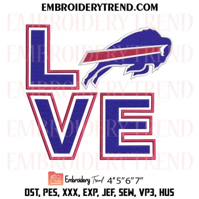 Love Buffalo Bills Embroidery Design, Logo Buffalo Bills Football Machine Embroidery Digitized Pes Files