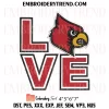 Louisville Cardinals Heart Embroidery Design, Louisville Cardinals Team Lover Machine Embroidery Digitized Pes Files