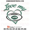 Love New York Jets Embroidery Design, NFL Football Machine Embroidery Digitized Pes Files