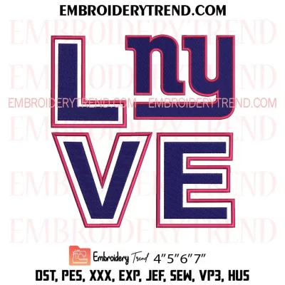 Love New York Giants Embroidery Design, NFL Football Machine Embroidery Digitized Pes Files