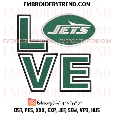 Love New York Jets Embroidery Design, NFL Football Machine Embroidery Digitized Pes Files