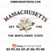 Michigan Est 1837 The Apple Blossom State Embroidery Design, US State Flowers Machine Embroidery Digitized Pes Files