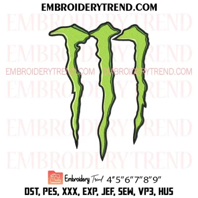 Monster Energy Drink Embroidery Design, Logo Monster Energy Machine Embroidery Digitized Pes Files