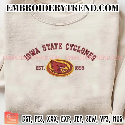 NCAA Iowa State Cyclones Est 1858 Embroidery Design, Sport Machine Embroidery Digitized Pes Files