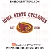 Iowa State Cyclones Circle Logo Embroidery Design, NCAA Football Team Machine Embroidery Digitized Pes Files