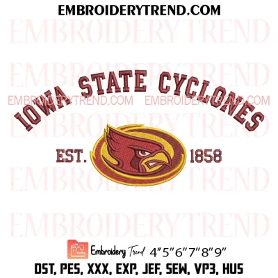 NCAA Iowa State Cyclones Est 1858 Embroidery Design, Sport Machine Embroidery Digitized Pes Files