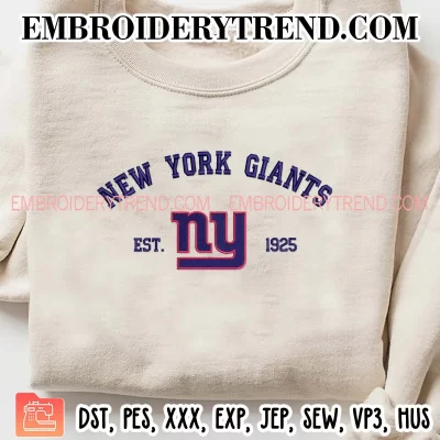 New York Giants Est 1925 Embroidery Design, NFL Logo Machine Embroidery Digitized Pes Files