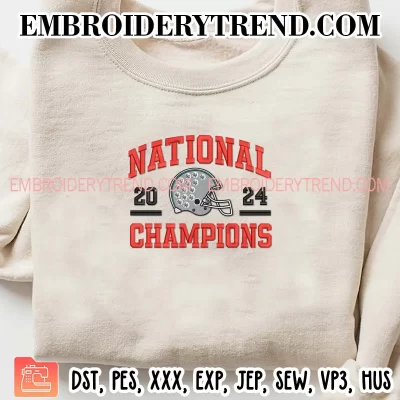 National 2024 Football Helmet Champions Ohio State Buckeyes Embroidery Design, Sport Machine Embroidery Digitized Pes Files