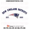 New England Patriots Heart Embroidery Design, Football Lover Patriots Machine Embroidery Digitized Pes Files