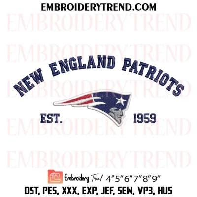 New England Patriots Est 1959 Embroidery Design, NFL Logo Machine Embroidery Digitized Pes Files