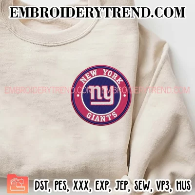 New York Giants Circle Logo Embroidery Design, NFL Team Machine Embroidery Digitized Pes Files