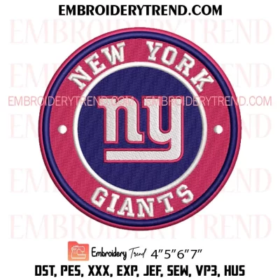 New York Giants Circle Logo Embroidery Design, NFL Team Machine Embroidery Digitized Pes Files