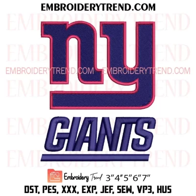 New York Giants Football Embroidery Design, Giants NFL Logo Machine Embroidery Digitized Pes Files