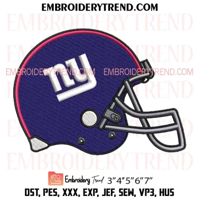 New York Giants Helmet Embroidery Design, Football NFL Machine Embroidery Digitized Pes Files