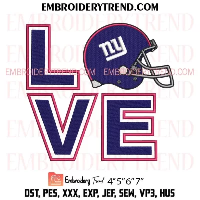 New York Giants Love Embroidery Design, Football Fan Machine Embroidery Digitized Pes Files