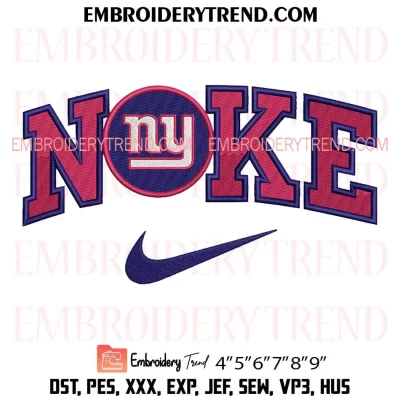 New York Giants X Nike Embroidery Design, NFL Logo Football Machine Embroidery Digitized Pes Files