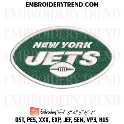 New York Jets 2019 Logo Embroidery Design, NFL Machine Embroidery Digitized Pes Files